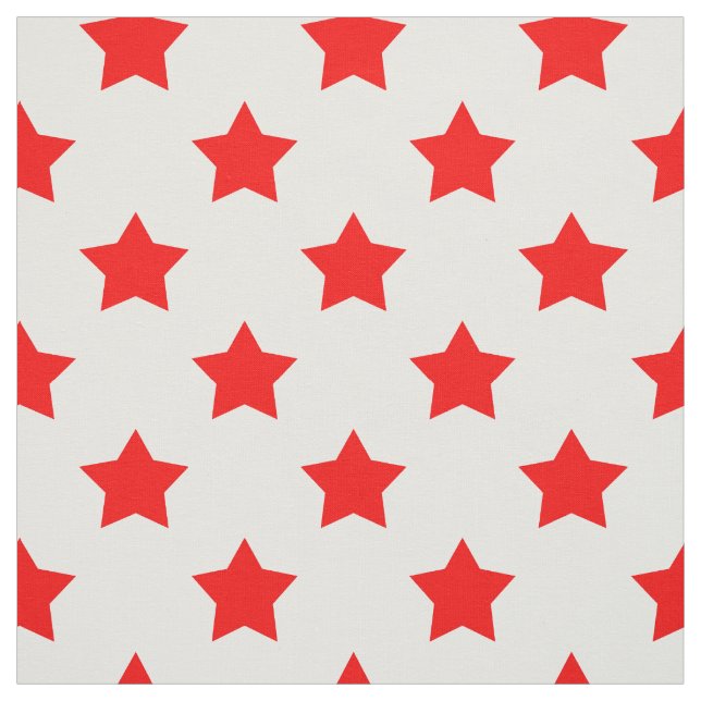 Red Stars White Background Textile Fabric (Swatch)