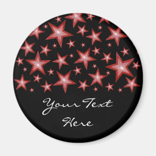 Red Stars 'Your Text' fridge magnet black