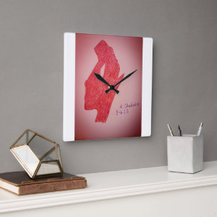 Red Static Image Wall Clock