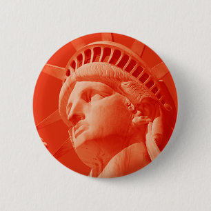 Red Statue of Liberty 6 Cm Round Badge