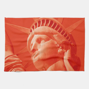 Red Statue of Liberty Tea Towel