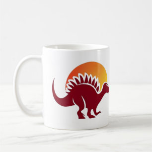 Red Stegosaurus Sunset Silhouette Coffee Mug