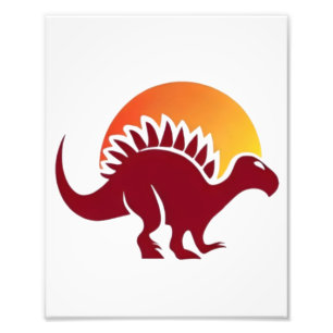 Red Stegosaurus Sunset Silhouette Photo Print