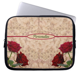 Red Stem Roses Romantic Personalise Laptop Laptop Sleeve