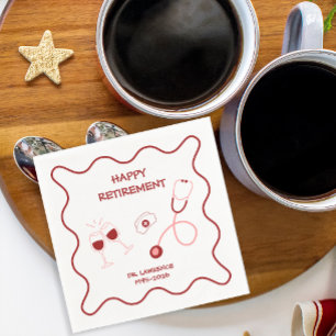 Red Stethoscope Nurse Retirement Party Napkin