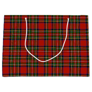 Red Stewart Plaid Large Gift Bag