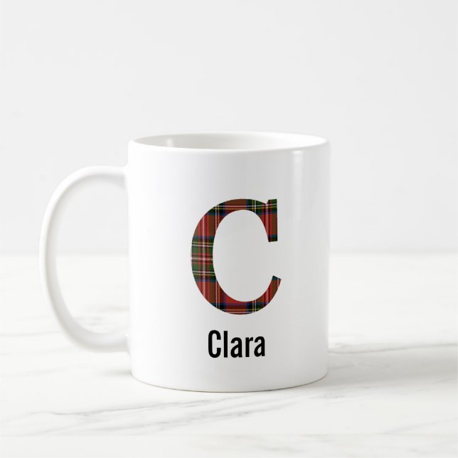 Red Stewart Plaid Monogram C Mug (Left)