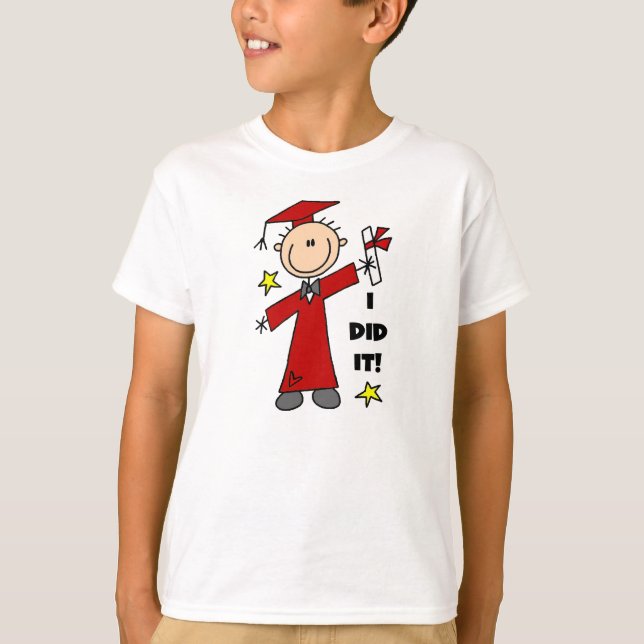 Red Stick Figure Boy Graduate T-Shirt (Front)