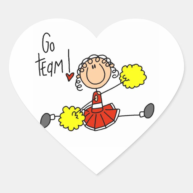 Red Stick Figure Cheerleader t-shirts and Gifts Heart Sticker (Front)