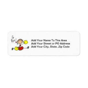 Red Stick Figure Cheerleader t-shirts and Gifts Return Address Label