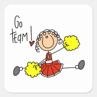 Red Stick Figure Cheerleader t-shirts and Gifts Square Sticker