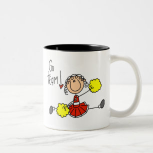 Red Stick Figure Cheerleader t-shirts and Gifts Two-Tone Coffee Mug