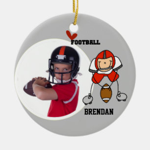 Red Stick Figure Football Player Photo Ornament