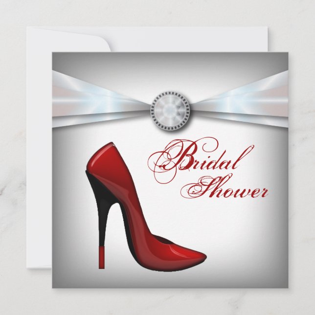 red Stiletto Bridal Shower bachelorette party Invitation (Front)