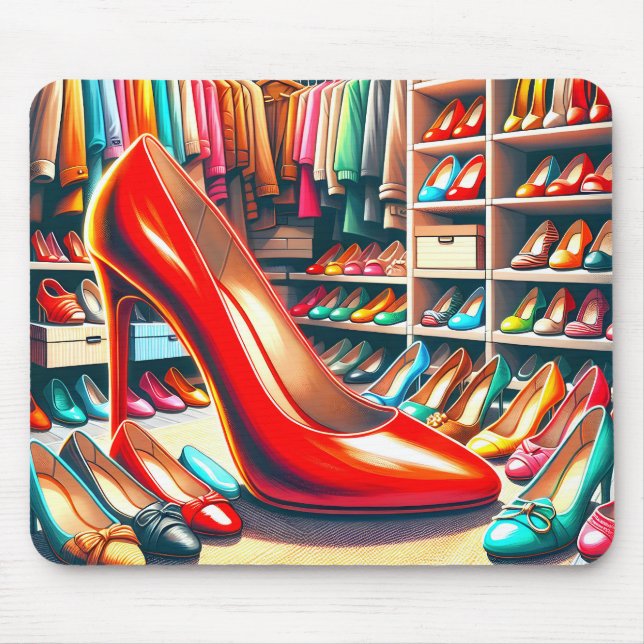 Red Stiletto In Closet Mouse Pad (Front)