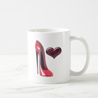 Red Stiletto Shoe and Heart Coffee Mug