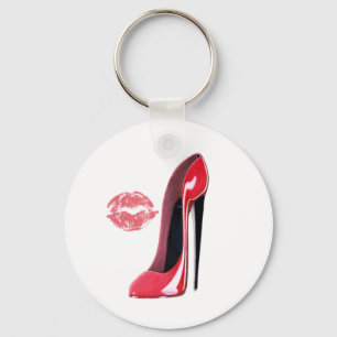 Red Stiletto Shoe and Kiss Key Ring