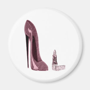 Red Stiletto Shoe and Lipstick Magnet