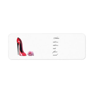 Red Stiletto Shoe and Rose Avery Label Return Address Label