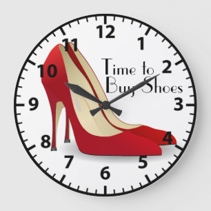 Red Stiletto Shoe Collection Funny Shoe Shopper Large Clock