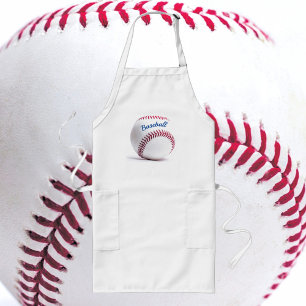 Red Stitched Baseball Customisable Long Apron