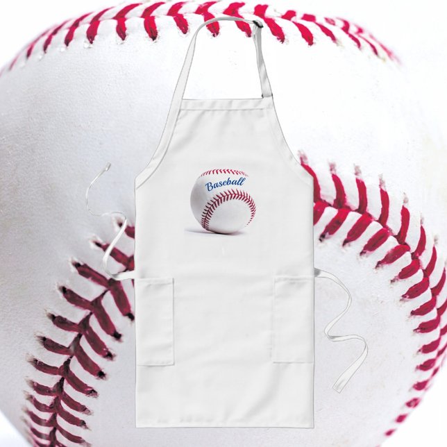 Red Stitched Baseball Customisable Long Apron (Creator Uploaded)