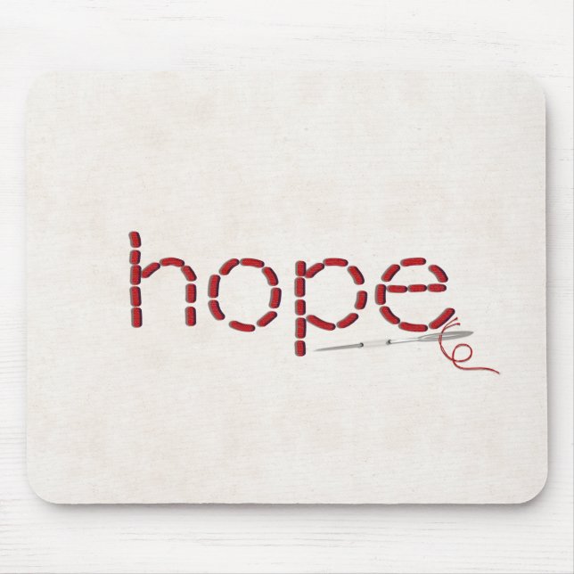 red stitched HOPE text message with needle Mouse Pad (Front)