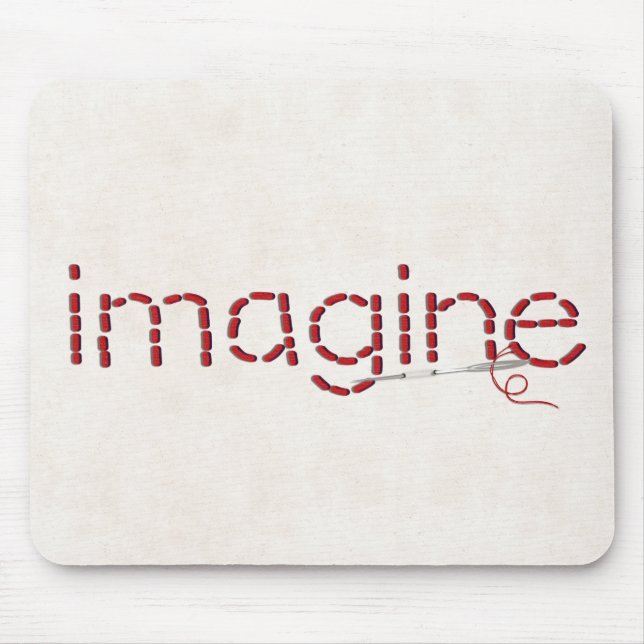 red stitched imagine text message with needle mouse pad (Front)