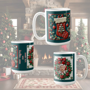 Red Stocking Christmas Customisable  Coffee Mug