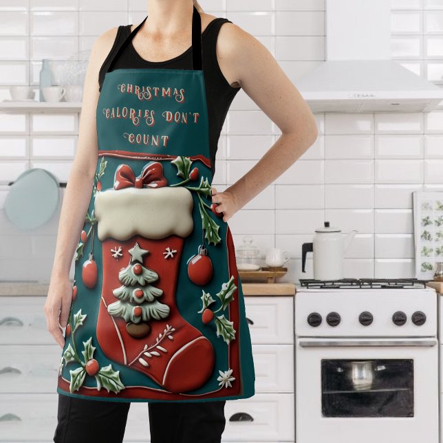 Red Stocking on Green Christmas Apron (Creator Uploaded)