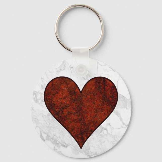 Red Stone Heart Key Ring (Front)