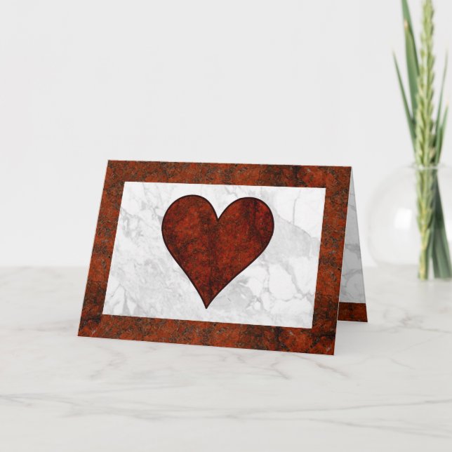Red Stone Heart Pattern Holiday Card (Front)