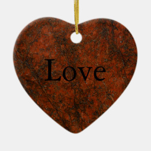 Red Stone Heart Print Ceramic Ornament