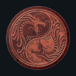 Red Stone Yin Yang Dragons Magnet<br><div class="desc">This stunning yin yang design features two stylised tribal dragons. Intricate lines and swirls decorate both sides of this traditional symbol creating a beautiful pattern. The two dragons flow from the bottom of the teardrop and have their mouths wide open in an aggressive stance. Rough stone textures cover this unique...</div>