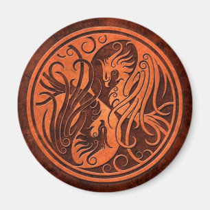 Red Stone Yin Yang Phoenix Magnet