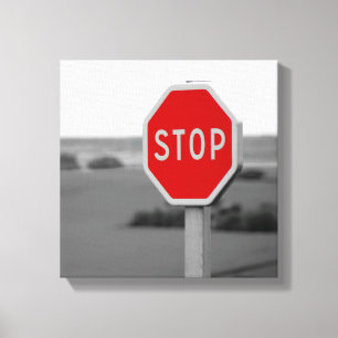 Red Stop Road Sign Minimalist Photography CANVAS