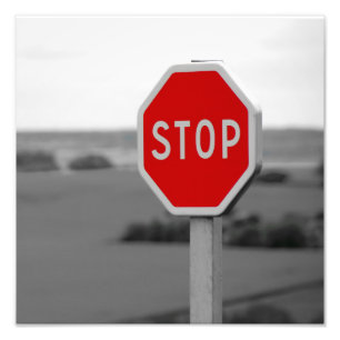 Red Stop Road Sign Minimalist Photography Print