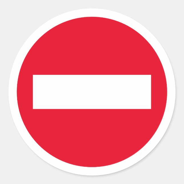 Red STOP sign stickers - Do not enter traffic icon (Front)