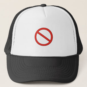 RED STOP SYMBOL WARNING GRAPHIC TRUCKER HAT