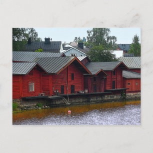 Red Storehouses in Porvoo, Finland Postcard