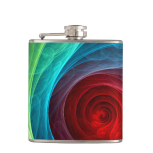 Red Storm Abstract Art Hip Flask