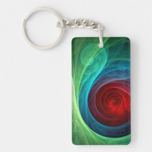 Red Storm Abstract Art Key Ring