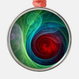 Red Storm Abstract Art Round Metal Tree Decoration
