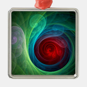 Red Storm Abstract Art Square Metal Tree Decoration