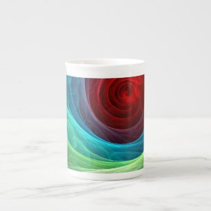 Red Storm Floral Modern Abstract Art Colour Patter Bone China Mug