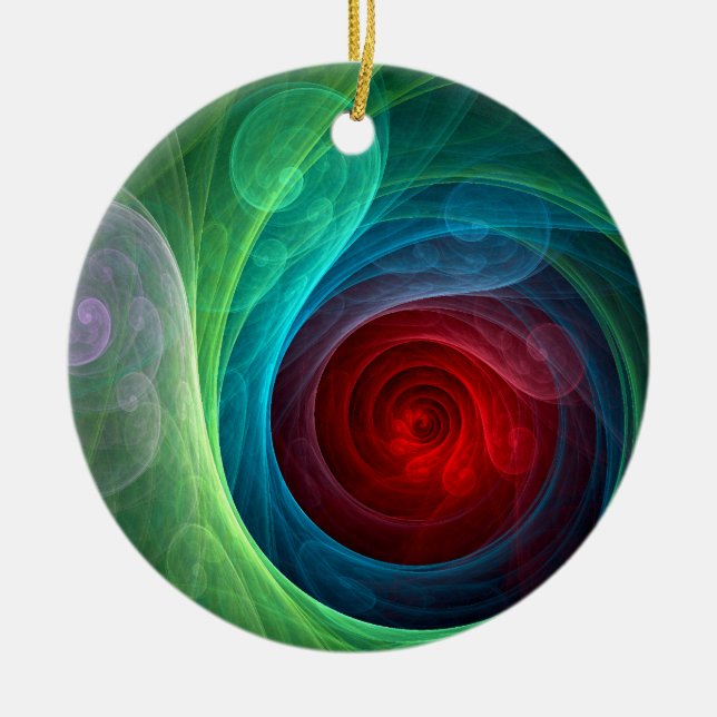 Red Storm Floral Modern Abstract Art Colour Patter Ceramic Ornament (Front)