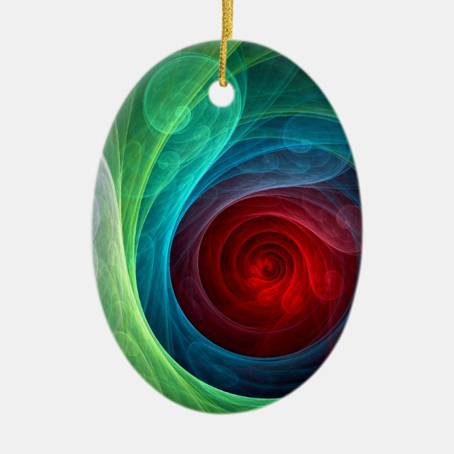 Red Storm Floral Modern Abstract Art Colour Patter Ceramic Ornament (Front)