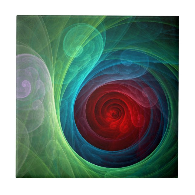 Red Storm Floral Modern Abstract Art Colour Patter Ceramic Tile (Front)