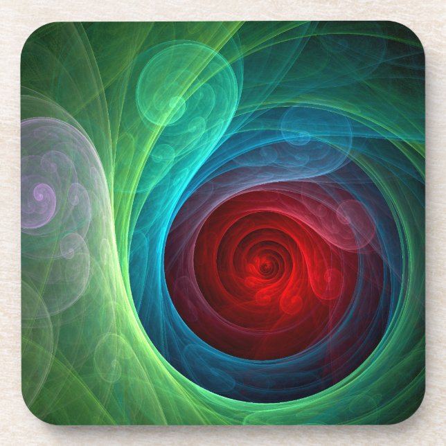 Red Storm Floral Modern Abstract Art Colour Patter Coaster (Front)