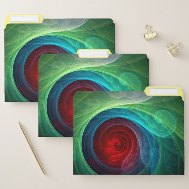 Red Storm Floral Modern Abstract Art Colour Patter File Folder (Set)